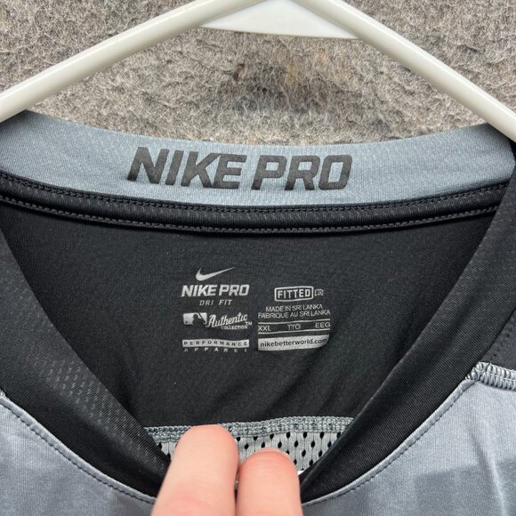 Pittsburgh Pirates Shirt Mens XXL Gray Black 3/4 Sleeve Dri-Fit MLB Nike Pro - Picture 7 of 12